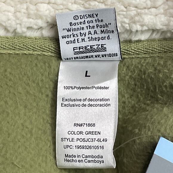 NWT Disney Women L Green Sherpa 1/4 Zip Pullover Winnie the Pooh Keep Calm Skate - Picture 8 of 11